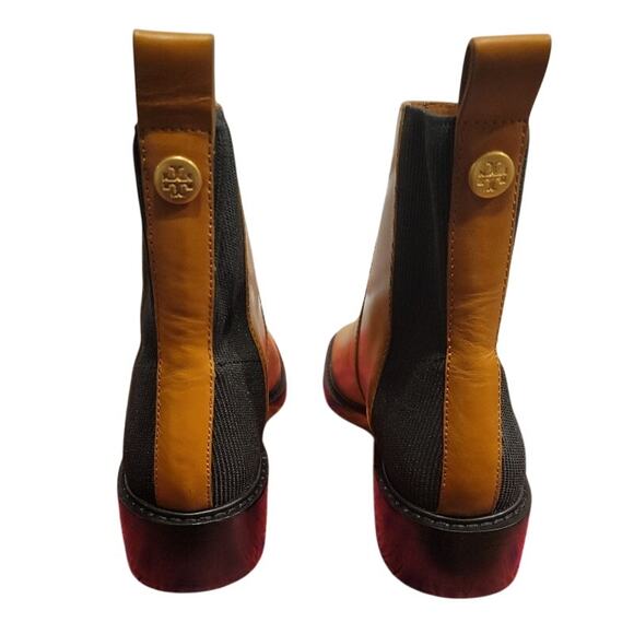 NEW Tory Burch Chelsea Ankle Boots Sz 8 Leather Slip On Camel Brown Comfort - Picture 3 of 12